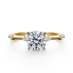 New Gabriel & Co. Frances - 14K White -Yellow Gold Round Diamond Engagement Ring