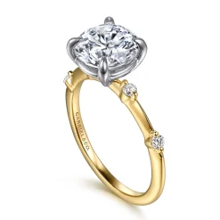 Hot Gabriel & Co. Frances - 14K White -Yellow Gold Round Diamond Engagement Ring