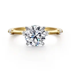 Sale Gabriel & Co. Frances - 14K White -Yellow Gold Round Diamond Engagement Ring