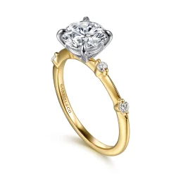 Sale Gabriel & Co. Frances - 14K White -Yellow Gold Round Diamond Engagement Ring