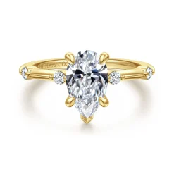 Best Gabriel & Co. Frances - 14K Yellow Gold Pear Shape Diamond Engagement Ring
