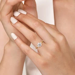 Sale Gabriel & Co. Frances - 14K Yellow Gold Round Diamond Engagement Ring