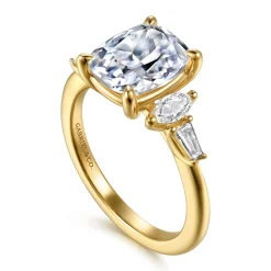Clearance Gabriel & Co. Francia - 14K Yellow Gold Elongated Cushion Diamond Engagement Ring