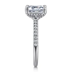Hot Gabriel & Co. Franka - 14K White Gold Emerald Cut Hidden Halo Diamond Engagement Ring