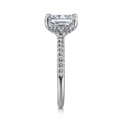 Sale Gabriel & Co. Franka - 14K White Gold Rectangular Radiant Cut Hidden Halo Diamond Engagement Ring