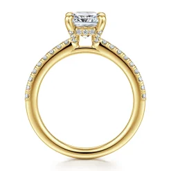 Clearance Gabriel & Co. Franka - 14K Yellow Gold Cushion Cut Diamond Engagement Ring