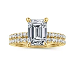 Gabriel & Co. Franka - 14K Yellow Gold Emerald Cut Hidden Halo Diamond Engagement Ring