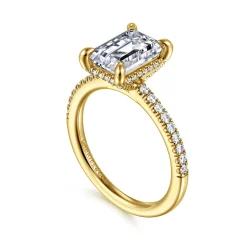 Gabriel & Co. Franka - 14K Yellow Gold Emerald Cut Hidden Halo Diamond Engagement Ring