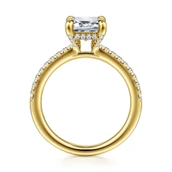 Gabriel & Co. Franka - 14K Yellow Gold Emerald Cut Hidden Halo Diamond Engagement Ring