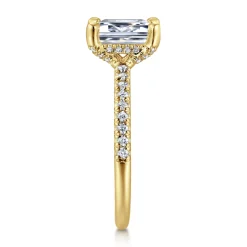Gabriel & Co. Franka - 14K Yellow Gold Emerald Cut Hidden Halo Diamond Engagement Ring