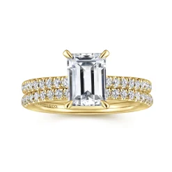 Gabriel & Co. Franka - 14K Yellow Gold Emerald Cut Hidden Halo Diamond Engagement Ring