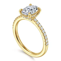 Discount Gabriel & Co. Franka - 14K Yellow Gold Oval Hidden Halo Diamond Engagement Ring