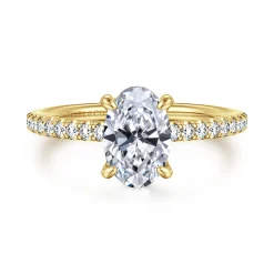 Discount Gabriel & Co. Franka - 14K Yellow Gold Oval Hidden Halo Diamond Engagement Ring