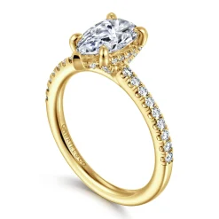 Hot Gabriel & Co. Franka - 14K Yellow Gold Pear Shape Diamond Engagement Ring