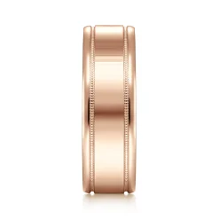 Sale Gabriel & Co. Fred - 14K Rose Gold 7mm - High Polished Men's Wedding Band