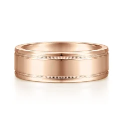 Sale Gabriel & Co. Fred - 14K Rose Gold 7mm - High Polished Men's Wedding Band