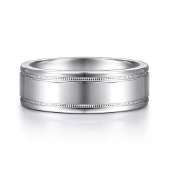 Discount Gabriel & Co. Fred - 14K White Gold 7mm - High Polished Men's Wedding Band