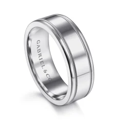 Discount Gabriel & Co. Fred - 14K White Gold 7mm - High Polished Men's Wedding Band