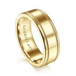 Outlet Gabriel & Co. Fred - 14K Yellow Gold 7mm - High Polished Men's Wedding Band