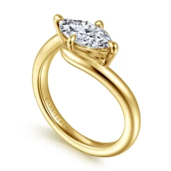 Clearance Gabriel & Co. Freye - 14K Yellow Gold Bypass Compass Prong Marquise Shape Diamond Engagement Ring