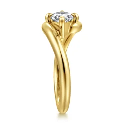 Clearance Gabriel & Co. Freye - 14K Yellow Gold Bypass Compass Prong Marquise Shape Diamond Engagement Ring