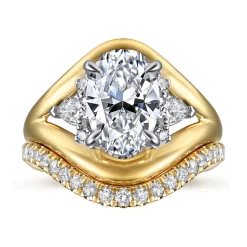 Clearance Gabriel & Co. Gail - 14K White-Yellow Gold Oval Diamond Engagement Ring