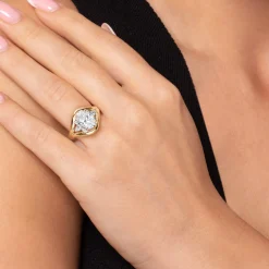 Clearance Gabriel & Co. Gail - 14K White-Yellow Gold Oval Diamond Engagement Ring