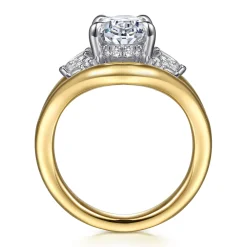 Clearance Gabriel & Co. Gail - 14K White-Yellow Gold Oval Diamond Engagement Ring