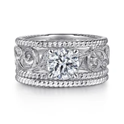 New Gabriel & Co. Galia - 14K White Gold Round Diamond Engagement Ring