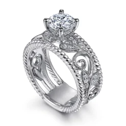 New Gabriel & Co. Galia - 14K White Gold Round Diamond Engagement Ring