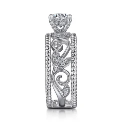 New Gabriel & Co. Galia - 14K White Gold Round Diamond Engagement Ring