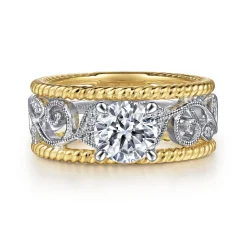 Sale Gabriel & Co. Galia - 14K White-Yellow Gold Round Diamond Engagement Ring
