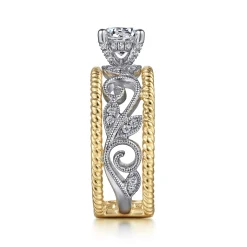Sale Gabriel & Co. Galia - 14K White-Yellow Gold Round Diamond Engagement Ring