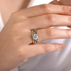 Sale Gabriel & Co. Galia - 14K White-Yellow Gold Round Diamond Engagement Ring