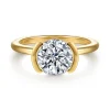Discount Gabriel & Co. Gavin - 14K Yellow Gold Half Bezel Round Solitaire Diamond Engagement Ring