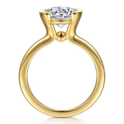 Discount Gabriel & Co. Gavin - 14K Yellow Gold Half Bezel Round Solitaire Diamond Engagement Ring