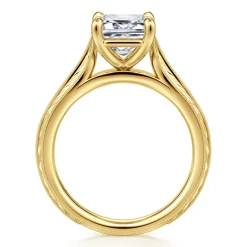 Sale Gabriel & Co. Gaze - Vintage Inspired 14K Yellow Gold Emerald Cut Solitaire Diamond Engagement Ring