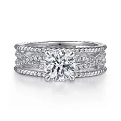 Online Gabriel & Co. Gene - 14K White Gold Round Diamond Engagement Ring