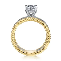 Hot Gabriel & Co. Gene - 14K White-Yellow Gold Round Diamond Engagement Ring