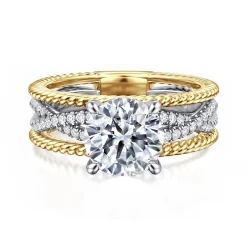 Discount Gabriel & Co. Gene - 14K White-Yellow Gold Round Diamond Engagement Ring