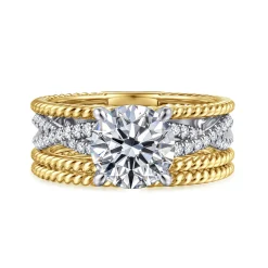 Discount Gabriel & Co. Gene - 14K White-Yellow Gold Round Diamond Engagement Ring