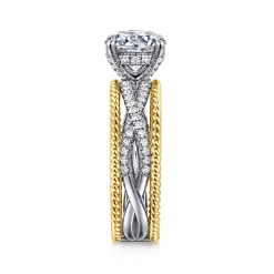 Discount Gabriel & Co. Gene - 14K White-Yellow Gold Round Diamond Engagement Ring