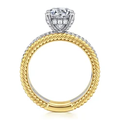 Discount Gabriel & Co. Gene - 14K White-Yellow Gold Round Diamond Engagement Ring