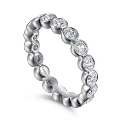 New Gabriel & Co. Genevi - 14K White Gold Bezel Diamond Eternity Band - 1.3 ct