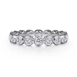 New Gabriel & Co. Genevi - 14K White Gold Bezel Diamond Eternity Band - 1.3 ct