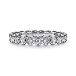Clearance Gabriel & Co. Genevi - 14K White Gold Bezel Diamond Eternity Band - 0.5 ct
