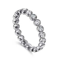 Gabriel & Co. Genevi - 14K White Gold Bezel Diamond Eternity Band - 0.8 ct