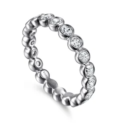 Hot Gabriel & Co. Genevi - 14K White Gold Bezel Diamond Eternity Band - 1 ct