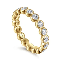 Sale Gabriel & Co. Genevi - 14K Yellow Gold Bezel Diamond Eternity Band - 1.3 ct