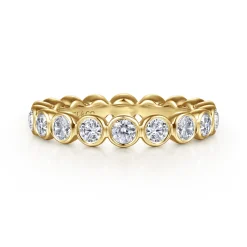 Sale Gabriel & Co. Genevi - 14K Yellow Gold Bezel Diamond Eternity Band - 1.3 ct